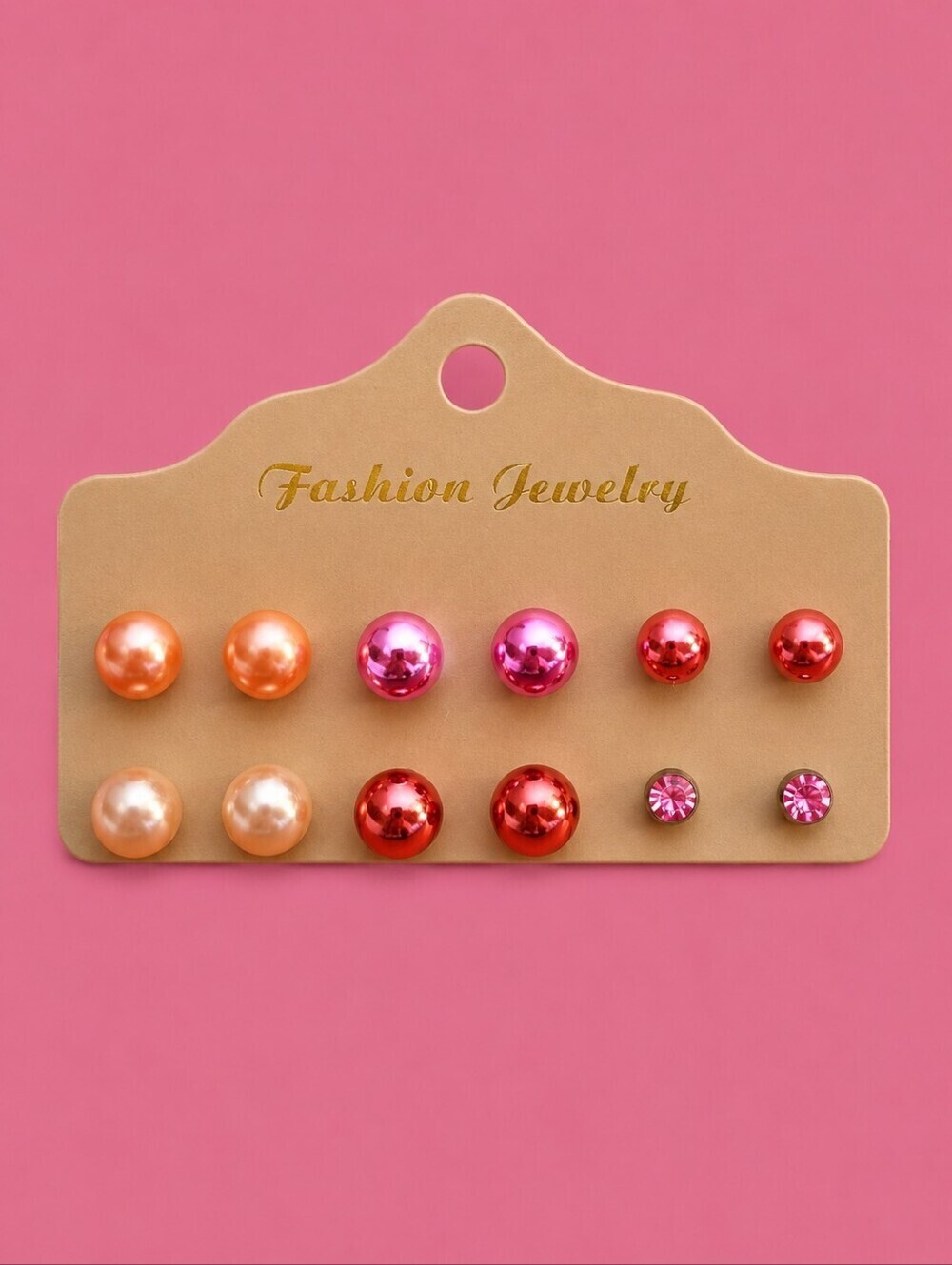 3/$30 Vintage Pink Ball Rhinestone Post Stud Earrings